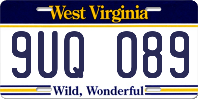 WV license plate 9UQ089