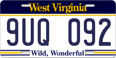WV license plate 9UQ092