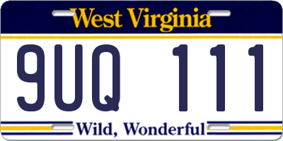 WV license plate 9UQ111
