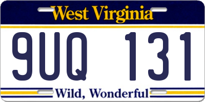 WV license plate 9UQ131