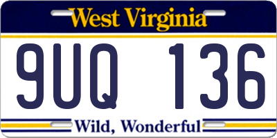 WV license plate 9UQ136