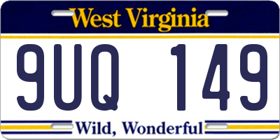 WV license plate 9UQ149