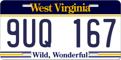 WV license plate 9UQ167