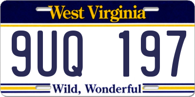 WV license plate 9UQ197