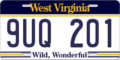WV license plate 9UQ201