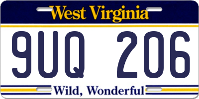 WV license plate 9UQ206