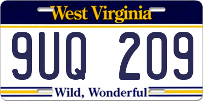 WV license plate 9UQ209