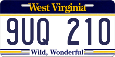 WV license plate 9UQ210