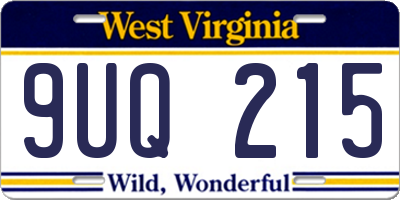 WV license plate 9UQ215