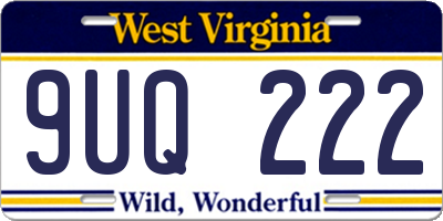 WV license plate 9UQ222