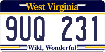 WV license plate 9UQ231