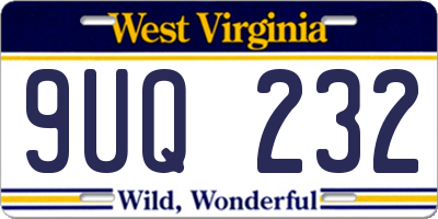 WV license plate 9UQ232