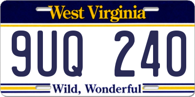 WV license plate 9UQ240