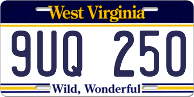 WV license plate 9UQ250