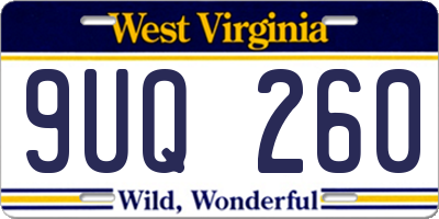 WV license plate 9UQ260