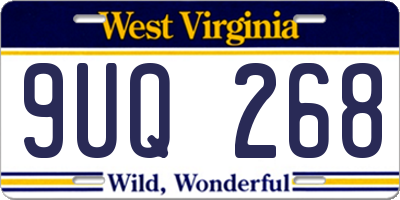 WV license plate 9UQ268