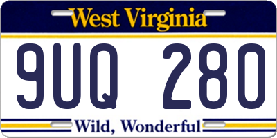 WV license plate 9UQ280