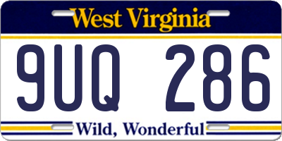 WV license plate 9UQ286