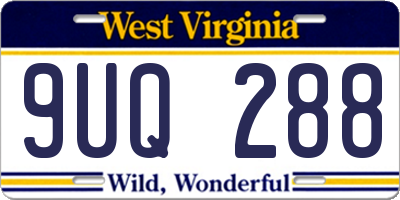 WV license plate 9UQ288