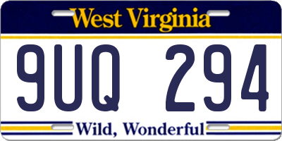 WV license plate 9UQ294