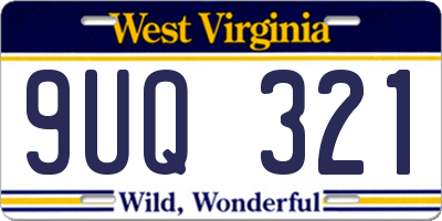 WV license plate 9UQ321