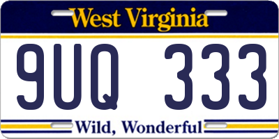WV license plate 9UQ333