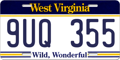 WV license plate 9UQ355