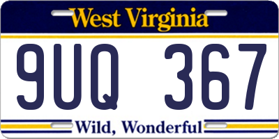 WV license plate 9UQ367