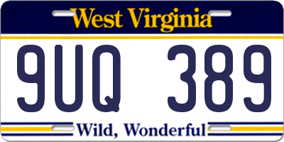 WV license plate 9UQ389
