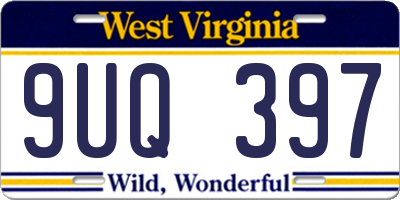 WV license plate 9UQ397