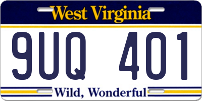 WV license plate 9UQ401