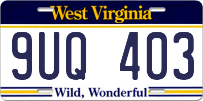 WV license plate 9UQ403