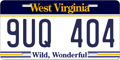 WV license plate 9UQ404