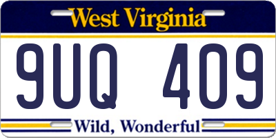 WV license plate 9UQ409