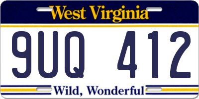 WV license plate 9UQ412