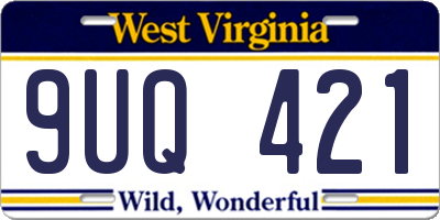 WV license plate 9UQ421