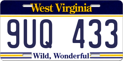 WV license plate 9UQ433