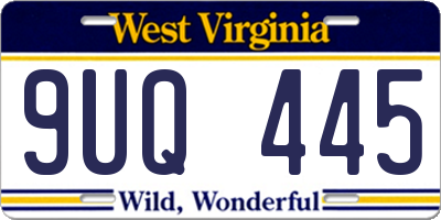 WV license plate 9UQ445