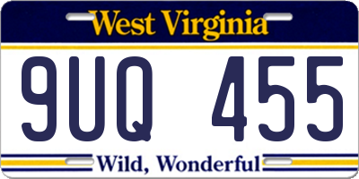 WV license plate 9UQ455