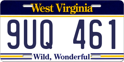WV license plate 9UQ461