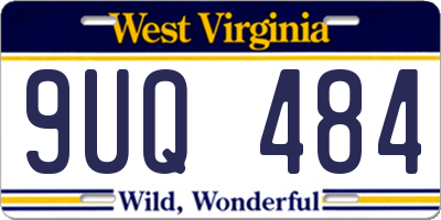 WV license plate 9UQ484