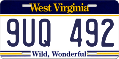 WV license plate 9UQ492