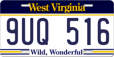 WV license plate 9UQ516