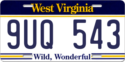 WV license plate 9UQ543