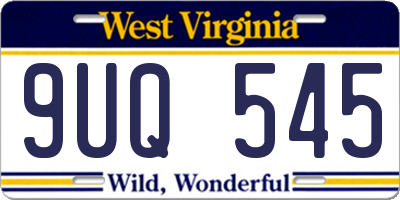 WV license plate 9UQ545