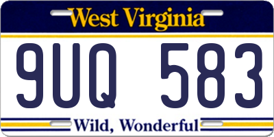 WV license plate 9UQ583