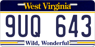 WV license plate 9UQ643