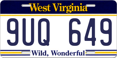 WV license plate 9UQ649