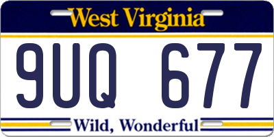 WV license plate 9UQ677