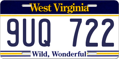 WV license plate 9UQ722